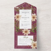 ボホウィンターグリーナリー大枝バーガンディディディナー オールインワン招待状 (内側)