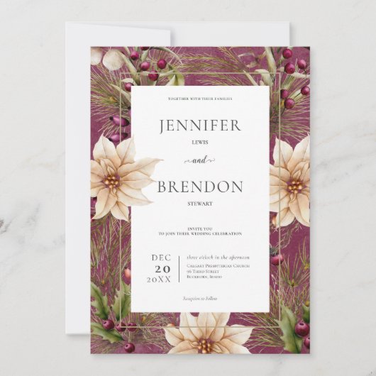 ボホウィンターグリーナリー大枝バーガンディ 招待状 (正面)