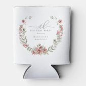 ボホウィンターグリーンリーレッドフローラ50誕生日 缶クーラー (正面)