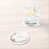 ボホウィンターグリーンリーレッドフローラ60誕生日 ペーパーコースター (インサイチュ)