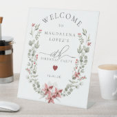 ボホウィンターグリーンリーレッドフローラ60誕生日 台座サイン (インサイチュ)