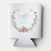 ボホウィンターグリーンリーレッドフローラ60誕生日 缶クーラー (正面)