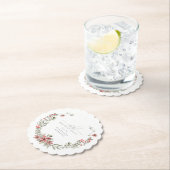 ボホウィンターグリーンリーレッドフローラ70誕生日 ペーパーコースター (インサイチュ)