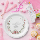 ボホウィンターグリーンリーレッドフローラ80誕生日 ペーパープレート (パーティー)