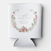 ボホウィンターグリーンリーレッドフローラ80誕生日 缶クーラー (正面)