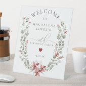 ボホウィンターグリーンリーレッドフローラ90誕生日 台座サイン (インサイチュ)