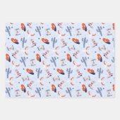 ボホウェスタンのクリスマスコレクション – 青 ラッピングペーパーシート (正面)