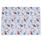 ボホウェスタンのクリスマス – 青 ラージペーパーバッグ (正面)