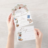 ボホウェスタンの水の色の小さなカウボーイベビーブシャワー オールインワン招待状 (貼ってはがせる)