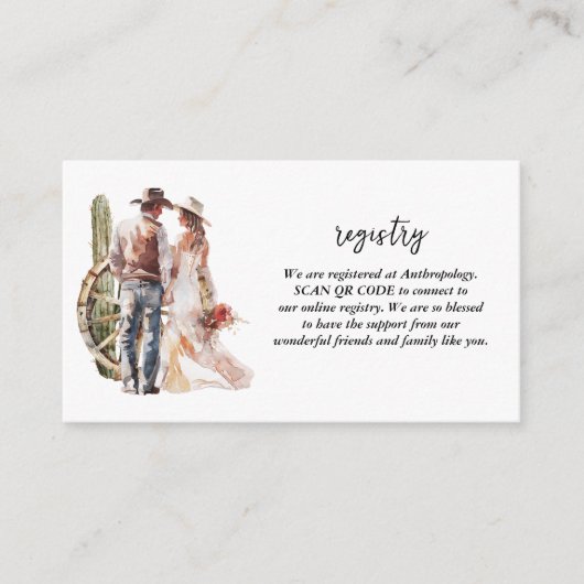 ボホウェスタンウェディングシャワーギフトレジストリ エンクロージャーカード (正面)