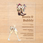 ボホウェスタンエレガントカウボーイブライダルシャワー アクリル招待状 (正面)