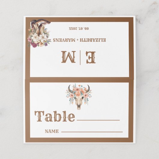 ボホウェスタンカウボーイモノグラム旅行テーマ結婚ズ プレイスカード (外部開封)