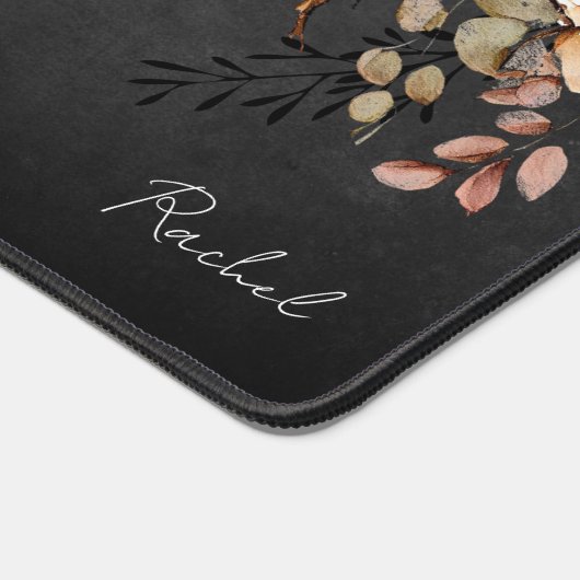 ボホウェスタンスタイルウォーターカラーフローラモノグラム デスクマット (コーナー)