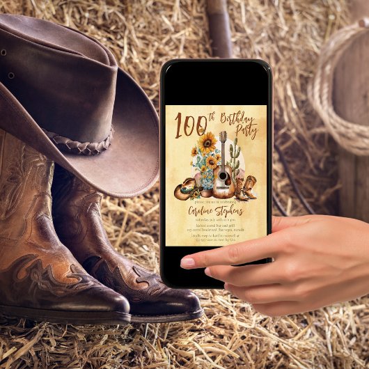 ボホウェスタン・ギターひまわり100th誕生日パーティー 招待状