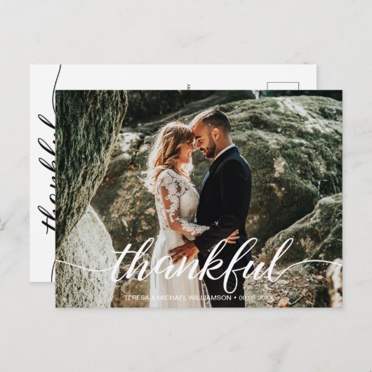 ボホウェディングのお礼スクリプト ありがとう ポストカード (正面/裏面)