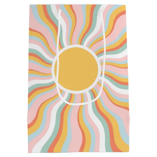 ボホウェーブサンレイズレトロデザイン ミディアムペーパーバッグ (裏面)