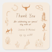 ボホウエスタンカウボーイイラストレーション結婚ズ スクエアシール (正面)