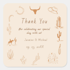 ボホウエスタンカウボーイイラストレーション結婚ズ スクエアシール