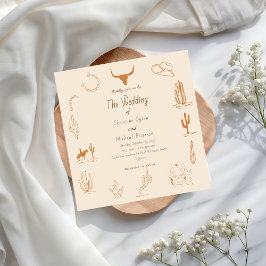ボホウエスタンカウボーイイラストレーション結婚ズ 招待状