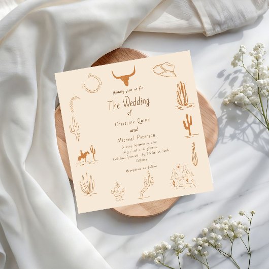 ボホウエスタンカウボーイイラストレーション結婚ズ 招待状