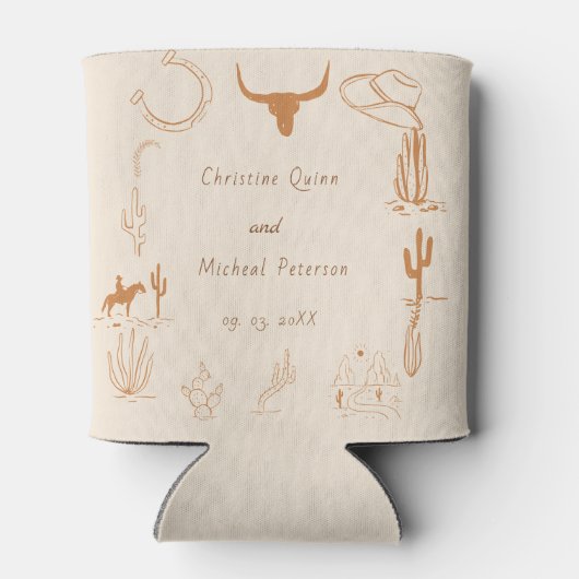 ボホウエスタンカウボーイイラストレーション結婚ズ 缶クーラー (裏面)