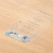 ボホウォーエレガントトカラーコーラルビーチ結婚式アーチ アクリル招待状 (レイダウン)