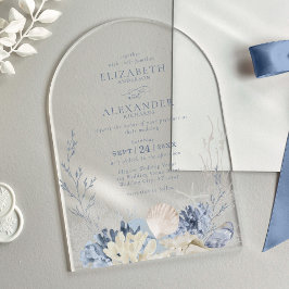 ボホウォーエレガントトカラーコーラルビーチ結婚式アーチ アクリル招待状