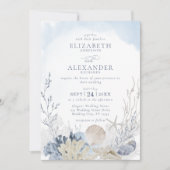 ボホウォーエレガントトカラーサンゴビーチ結婚式 招待状 (正面)