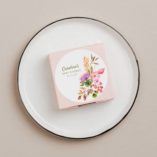 ボホウォーカラフルトカラーフローラベビーシャワーカスタム ラウンドシール