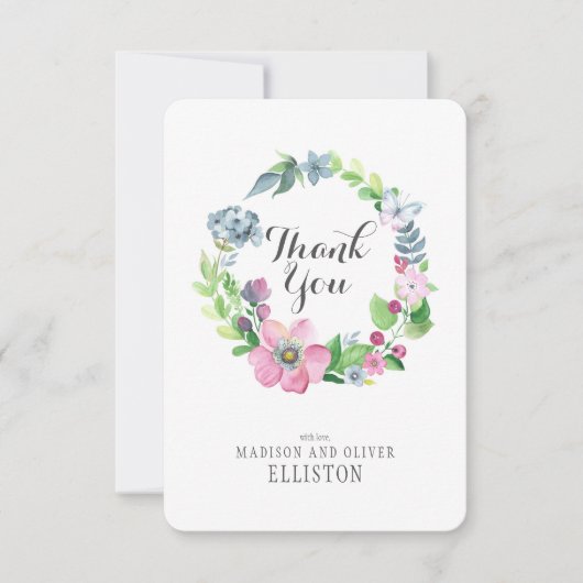 ボホウォータカラーフローラ&バタフライ |ありがとうございます サンキューカード (正面)