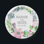 ボホウォータカラーフローラ&バタフライ | 結婚s ペーパープレート<br><div class="desc">このデザインは、蝶とパステルウォータカラーフローラリースを備えている。 | ©と® Bigstock® - All Rights Reserved.</div>