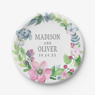 ボホウォータカラーフローラ&バタフライ   結婚s ペーパープレート