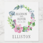 ボホウォータカラーフローラ&バタフライ | 結婚s ワインラベル (シングルラベル)