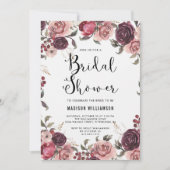 ボホウォータカラー秋ブルゴーニュフローラブライダルシャワー 招待状 (正面)