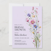 ボホウォーターお洒落カラーワイルドフラワーブライダルシャワー 招待状 (正面)