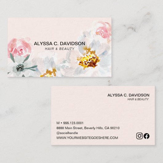 ボホウォーターのカラーフローラヘア美しいカスタマイズ 名刺 (正面/裏面)