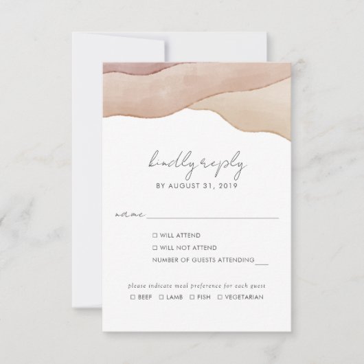 ボホウォーターの色の抽象芸術食事の選択結婚ズ 出欠カード (正面)