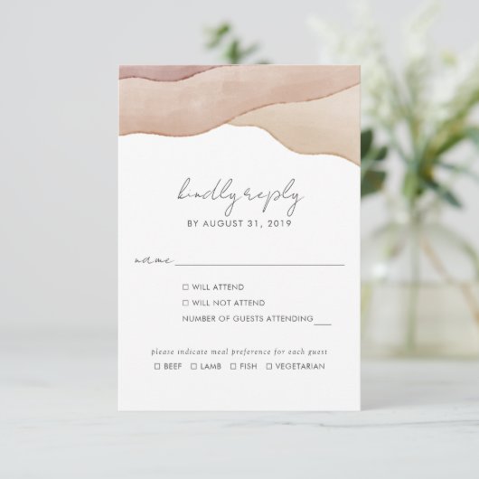 ボホウォーターの色の抽象芸術食事の選択結婚ズ 出欠カード (スタンド正面)