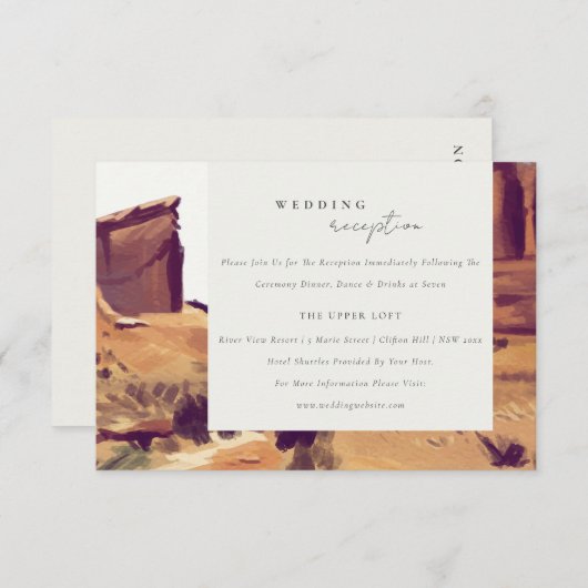 ボホウォーターの色の砂漠の風景ウェディングレセプション エンクロージャーカード (正面/裏面)