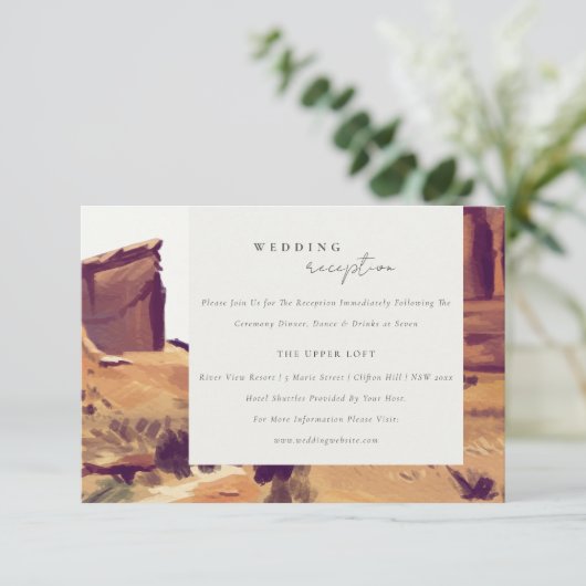 ボホウォーターの色の砂漠の風景ウェディングレセプション エンクロージャーカード (スタンド正面)