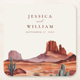 ボホウォーターの色の結婚砂漠 スクエアペーパーコースター