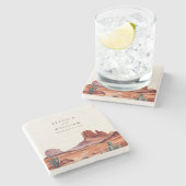 ボホウォーターの色の結婚砂漠 ストーンコースター (横)