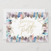 ボホウォーターの色の羽金ゴールド甘い16招待状 招待状 (正面)