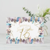 ボホウォーターの色の羽金ゴールド甘い16招待状 招待状 (スタンド正面)