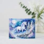 ボホウォーターの色を魅了された白いユニコーン古いC近く ポストカード (スタンド正面)