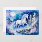 ボホウォーターの色を魅了された白いユニコーン古いC近く ポストカード (正面/裏面)