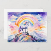 ボホウォーターの色Raの下の魔法のユニコーン白熱［赤熱］光を放つ ポストカード (正面/裏面)