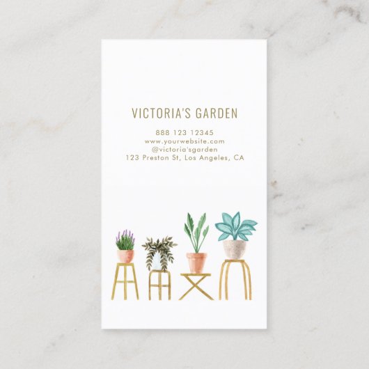 ボホウォーターカラーぶら下がったズハウスプラント子供部屋 名刺 (裏面)