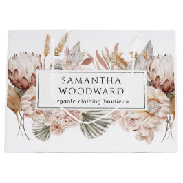 ボホウォーターカラーアパレルブティックショッピングバッグ ラージペーパーバッグ