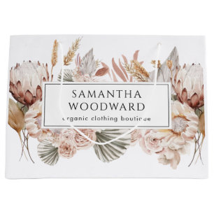 ボホウォーターカラーアパレルブティックショッピングバッグ ラージペーパーバッグ